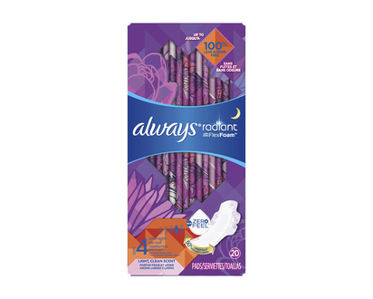 Always Radiant Overnight Pads - Size 4 - 20's