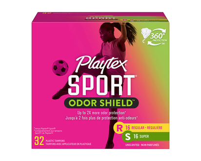 Playtex Sport Odor Shield Plastic Tampon Unscented - Regular/Super - 32s