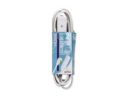 Globe Medium Duty Flat Extension Cord - 3 Prong - 6.5 feet
