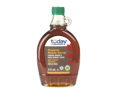 Today by London Drugs Organic Maple Syrup - Canada Grade A Dark Robust Taste - 375ml