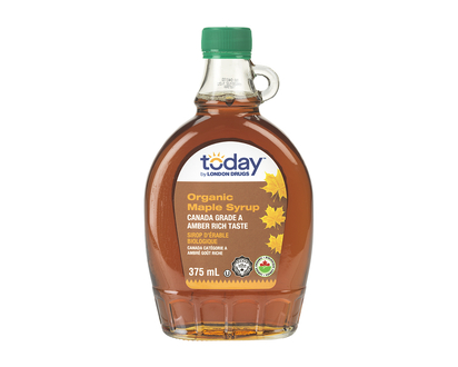 Today by London Drugs Organic Maple Syrup - Canada Grade A Amber Rich Taste - 375ml