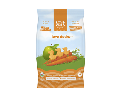 Love Child Organics Love Ducks Corn Snacks - Carrot + Apple - 30g