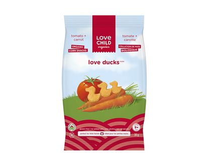 Love Child Organics Love Ducks Corn Snacks - Tomato + Carrot - 30g