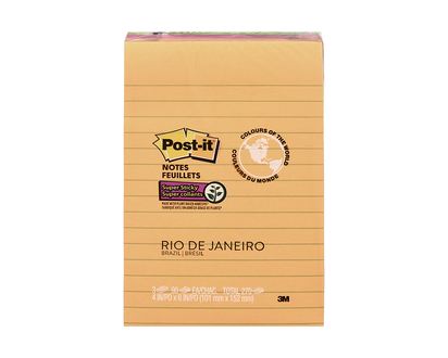 3M Post-it Notes - Rio De Janeiro - 4 in. x 6 in. - 3 x 90 sheets