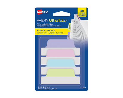 Avery UltraTabs Margin Tabs - Pastels - 48s