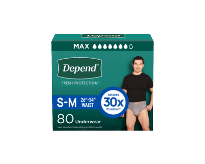 Depend Fresh Protection Incontinence Underwear for Men - Maximum - Small/Medium - 80's