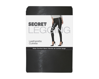 Secret Leatherette Leggings - Black/Grey - XL
