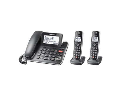 Panasonic 2-Handset Digital Corded/Cordless Phone with Answering System - Black - KXTGF872B
