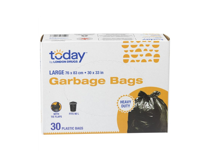 Today by London Drugs Large Garbage Bags - Black - 30s