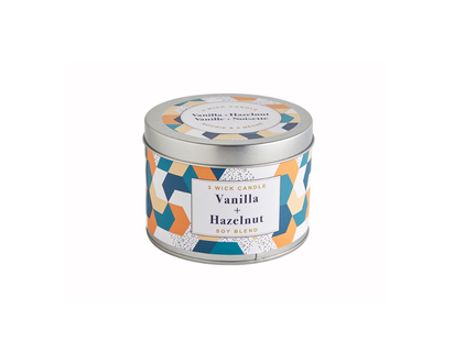 Kiera Grace Soy Candle Tin with 3 Wicks - Vanilla/Hazelnut