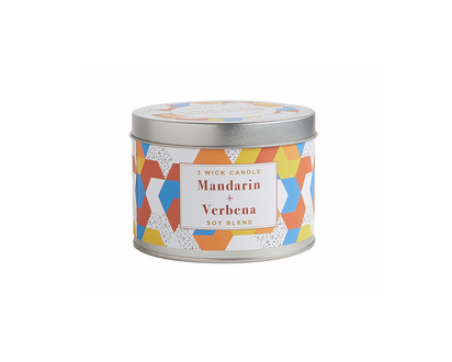 Kiera Grace Soy Candle Tin with 3 Wicks - Mandarin/Verbena