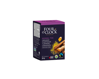 Four O'Clock Organic Fairtrade Turmeric Cinnamon Herbal Tea - 16s