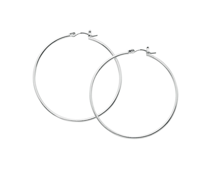 Primavera Large Fine Round Hoop Earrings - Silver