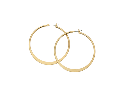 Primavera Large Flat Hoop Earrings - Goldtone