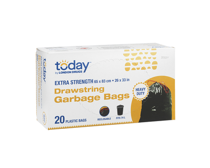 Today by London Drugs Garbage Bags with Drawstring Closure - 20s