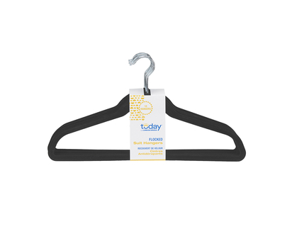 Today by London Drugs Flocked Suit Hanger - Black - 10pk