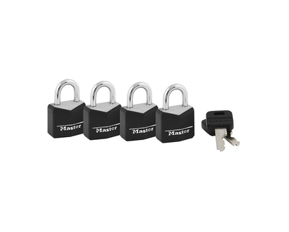 Master Lock Covered Brass Steel Shackle Padlocks - 4 Pack