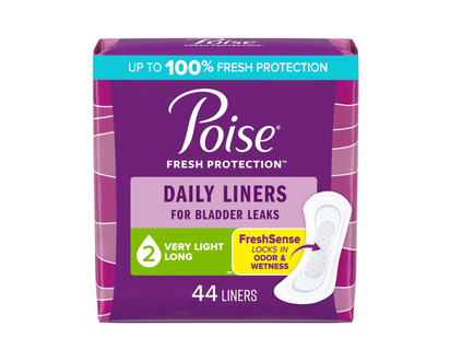Poise Daily Incontinence Long Panty Liners - Very Light Absorbency - 44 Count