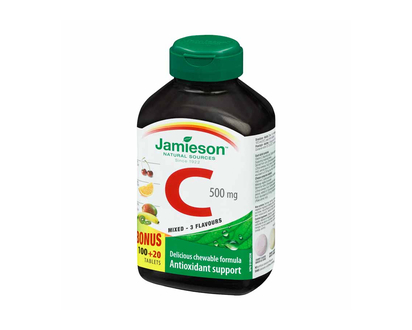 Jamieson Chewable Vitamin C 500 mg - Mixed 3 Flavours - 100's