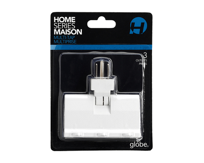 Globe 3-outlet Ground Power Bar - White - 46505