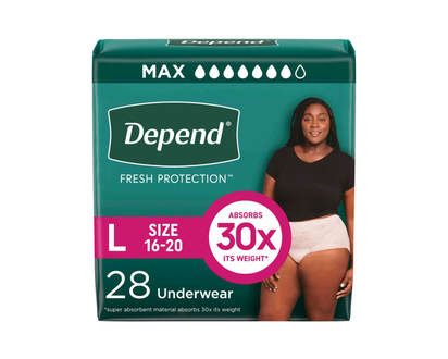 Depend Fresh Protection Adult Incontinence Underwear for Women - Blush - Maximum - Large/28 Count
