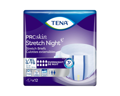TENA Proskin Stretch Unisex Overnight Brief for Incontinence - Large/Extra Large - 12s
