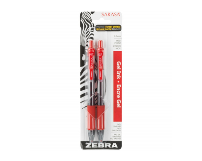 Sarasa Retractable Gel Pens - 2pk - Red