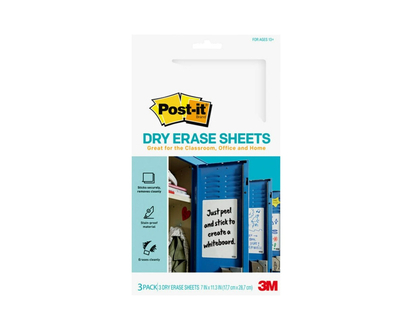 Post-it Dry Erase Sheets - 177 x 287 mm - 3 Pack