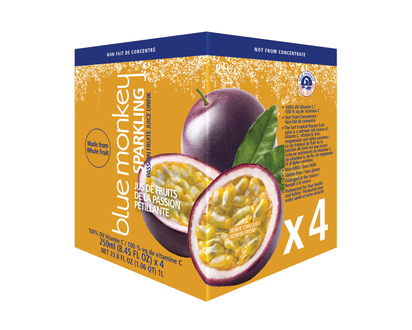 Blue Monkey Sparkling Juice Drink - Passion Fruit - 4x250ml