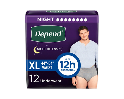 Depend Night Defense Adult Incontinence Underwear for Men - Overnight - XL/12 Count