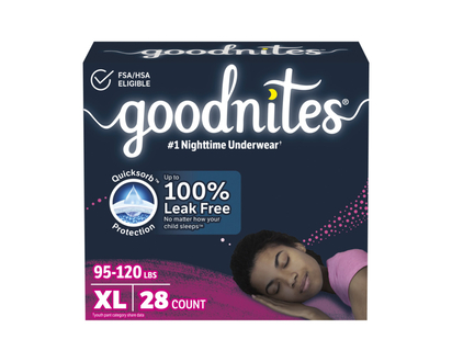 Goodnites Girls Nighttime Bedwetting Underwear - L - 34 Count
