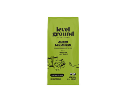 Level Ground Andes Mountains Whole Bean Coffee - Medium Roast - 300g