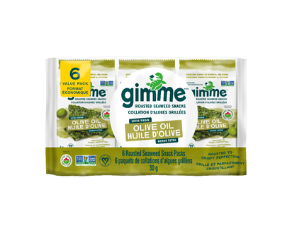 GimMe Organic Premium Roasted Seaweed - Olive Oil - 6x5g