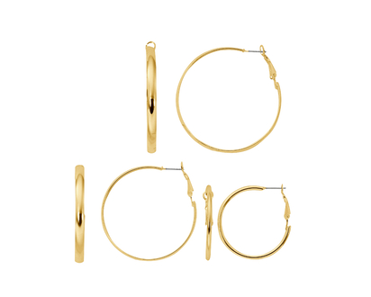 Primavera Graduating Trio of Shimmering Hoops - Goldtone
