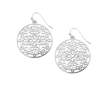 Primavera Filigree Heart Dangling Earrings - Silver