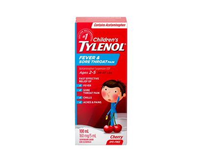 Tylenol* Children's Fever & Sore Throat Pain Suspension Liquid - 100ml� �