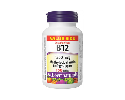 Webber Naturals B12 Methylcobalamin Tablets - 1200mcg - 150's