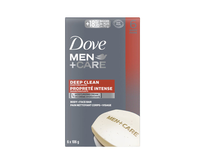 Dove Men+ Care Deep Clean Body and Face Bar - 6 x 106g