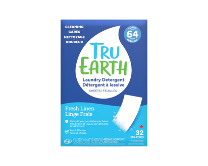 Tru Earth Laundry Detergent Ultra Concentrated Eco-Strips - Fresh Linen - 32 Loads