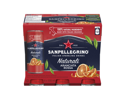 Sanpellegrino Naturali Sparkling Water - Aranciata Rossa - 6 x 330ml