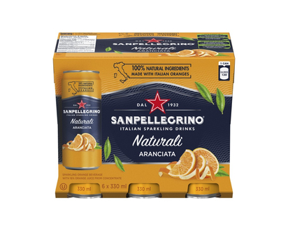 Sanpellegrino Naturali Sparkling Water - Aranciata - 6 x 330ml