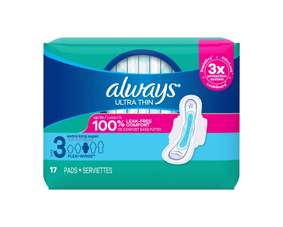 Always Ultra Thin Extra Long Super - Size 3 - 17's