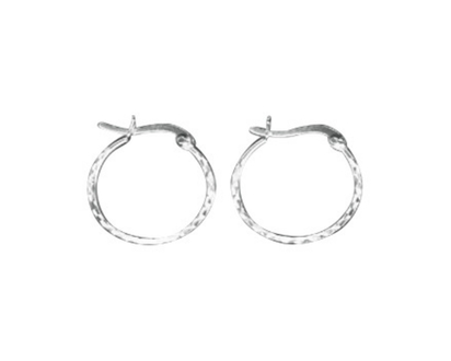 Silver Worx Faceted Medium Hoop Earrings - Sterling Silver