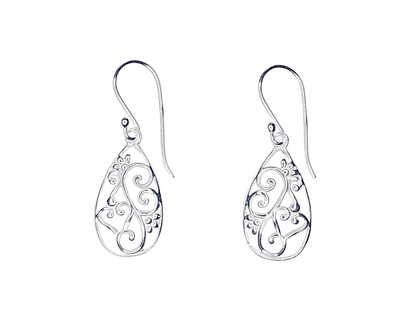 Silver Worx Polished Filigree Drop Earrings - Sterling Silver