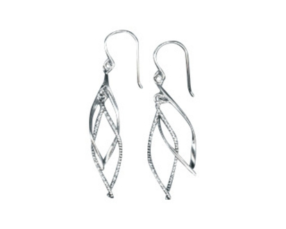 Silver Worx Double Diamond Shaped Dangling Earrings - Sterling Silver