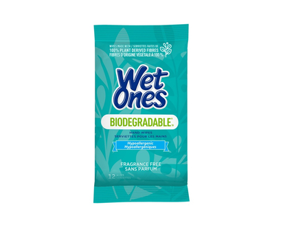 Wet Ones Biodegradable Hand Wipes - Fragrance Free - 12's