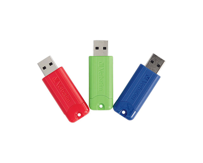 Verbatim 128GB Pinstripe USB 3.0 Flash Drive pack - 3's - 70390