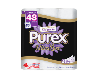 Purex Ultra Luxe Mega Bathroom Tissue - 12 Rolls - 48 Rolls