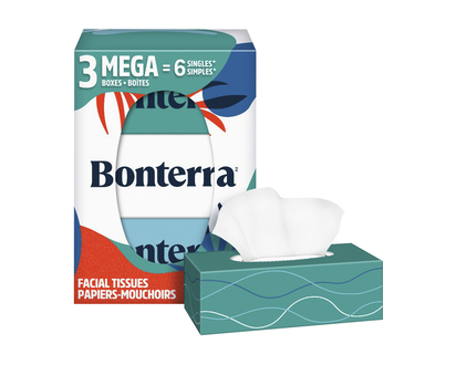 Bonterra Facial Tissues Mega Boxes - 3s