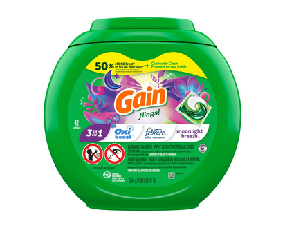 Gain Flings 3 in 1 Laundry Detergent - Moonlight - 42s